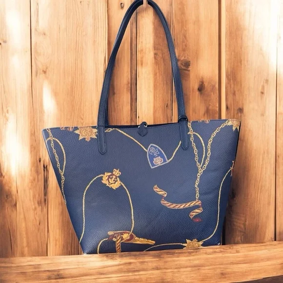 Lauren Ralph Lauren Reversible Nautical Navy tote‎ bag - Picture 2 of 16